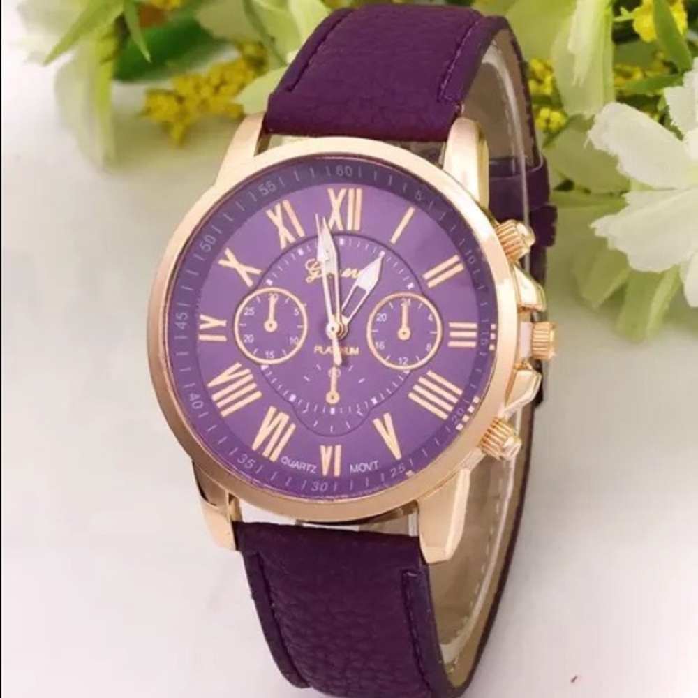 Geneva quartz watch- purple